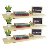 Kit 3 Prateleira Estante 60x20 Madeira Painel Pinus + Brinde