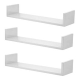 Kit 3 Prateleira Nichos U Livros 60x10 Mdf Branco 15mm