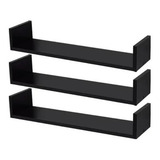 Kit 3 Prateleiras U Nicho Mdf 15mm 60x15 Preto 60153up