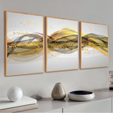 Kit 3 Quadro Decorativos Moldura Sala Quarto 40x60 Abstrato