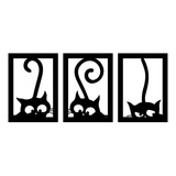 Kit 3 Quadro Gatos Decorativo Escultura De Quadros Vazados