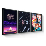 Kit 3 Quadros Bts K-pop Arte Poster Not Seven With U 23x33cm