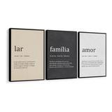 Kit 3 Quadros Decorativos Frases Para Quarto Casal Moldura