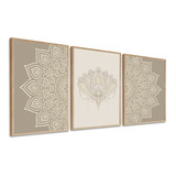 Kit 3 Quadros Decorativos Mandala Para Quarto Sala Moldura
