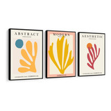 Kit 3 Quadros Decorativos Modernos Abstrato Matisse Moldura