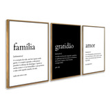 Kit 3 Quadros Família Gratidão Amor