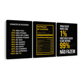 Kit 3 Quadros Grandes Frases Motivacional Escritório Modern Cor Preto Cor Da Armação Preto