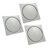 Kit 3 Ralo Inteligente Click Para Banheiro 15x15 Cm Inox
