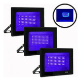 Kit 3 Refletor Fluorescente 100w Luz Negra Efeito Neon 