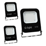 Kit 3 Refletor Led 30w 6500k 12v-24v Trailer E Food Truck Carcaça Preto Luz 6500 12 - 24v