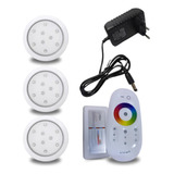 Kit 3 Refletor Led Piscina Iluminação Luminaria Rgb 80mm
