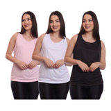 Kit 3 Regatas Nadador Feminina Básica Blusa Dry Academia
