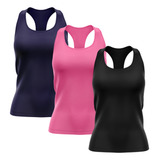 Kit 3 Regatas Nadador Feminina Dry Fit Proteção Solar