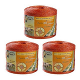 Kit 3 Rolo Fio Zebu Laranja Para Cerca Elétrica Rural 1000mt