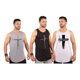 Kit 3 Roupas Blusa Regata Masculinas Longline Estampada