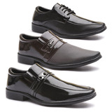 Kit 3 Sapatos Social Masculino Pierutti Bico Quadrado Preto