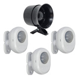 Kit 3 Sensor De Presença Movimento E 1 Sirene Alarme Bivolt