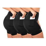 Kit 3 Short C/ Bolso Para Corrida Suplex Poliamida 