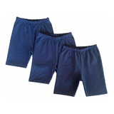 Kit 3 Shorts Cotton Escolar Azul