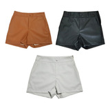 Kit 3 Shorts Feminino Balada Couro Fake Luxo Envio 