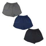 Kit 3 Shorts Malha Moletom Moda