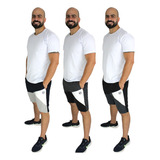 Kit 3 Shorts Moletom Homem Moderno Moda Casual Esportivo