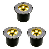 Kit 3 Spot Led Balizador Chão Piso 5w Embutir Branco Quente