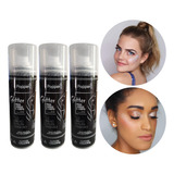 Kit 3 Spray Glitter Brilho Carnaval Cabelo Roupa Corpo Prata