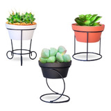 Kit 3 Suportes C/ Vaso Planta Suculenta Cacto Ferro P/ Mesa