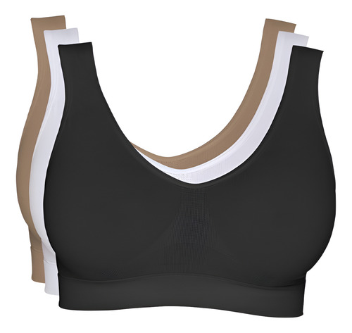 Kit 3 Suti Top Regata Microfibra Sem Costura Com Bojo