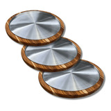 Kit 3 Tábuas Suporte Madeira Pizza 30 Cm Com Forma Alumínio