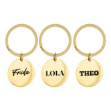 Kit 3 Tags Plaquinhas Nome Cachorro Ou Gato Prata Ou Dourado