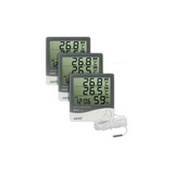 Kit 3 Termo Higrômetro Digital Com Sensor Externo E Relógio