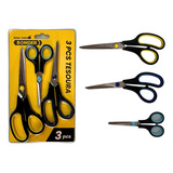 Kit 3 Tesoura Multiuso Aço Inox Papel Tecido Cozinha Costura