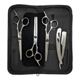 Kit 3 Tesouras Fio Navalha Fio Laser Desfiadeira Profissiona