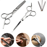 Kit 3 Tesouras Profissionais Barbeiro Fio Laser Navalhas