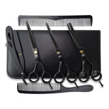 Kit 3 Tesouras Profissionais Cabelo Fio Navalha Fio Laser Desfiadeira + Navalha 