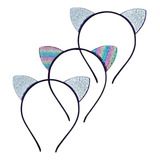 Kit 3 Tiaras Gatinho C.strass Adulto/infantil Festa Fantasia