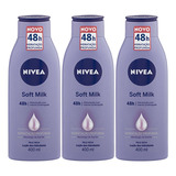 Kit 3 Und Loção Hidratante Nívea Soft Milk 400ml