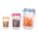 Kit 3 Unds Pote Plástico Tipo Ziplock Fecho Hermético