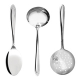 Kit 3 Untensílios Para Servir Inox Lagoa Grande - Yazi
