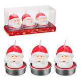 Kit 3 Velas 3d Do Papai Noel, Enfeite De Mesa Natal 5x4,5cm