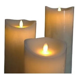 Kit 3 Velas De Led Gigante Parafina Chama Viva 15, 20 E 30cm