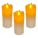Kit 3 Velas Oscilador Led Chama Real Decorativa 24h