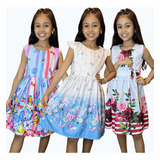 Kit 3 Vestido Infantil Moda Menina Aniversário Ursinho Lindo