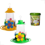 Kit 3 X 1 Com 2 Bebedouro De Beija-flor Luxo + 1 Néctar 