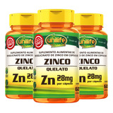 Kit 3 Zinco Quelato 60 Cpsulas Unilife Sabor Natural
