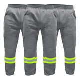 Kit 3-calça De Uniforme Brim Pesado - Com Faixa Refletiva