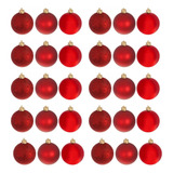 Kit 30 Bolas Natalinas Grandes 7cm Douradas Árvore De Natal Cor Vermelho Liso