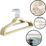 Kit 30 Cabides Slim Veludo Bege Antideslizante Premium 45cm